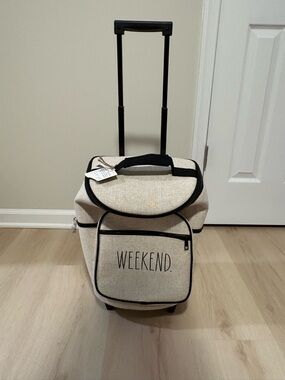 Rae Dunn Weekend Rolling Cooler Tote - Neutral Canvas NWT!!